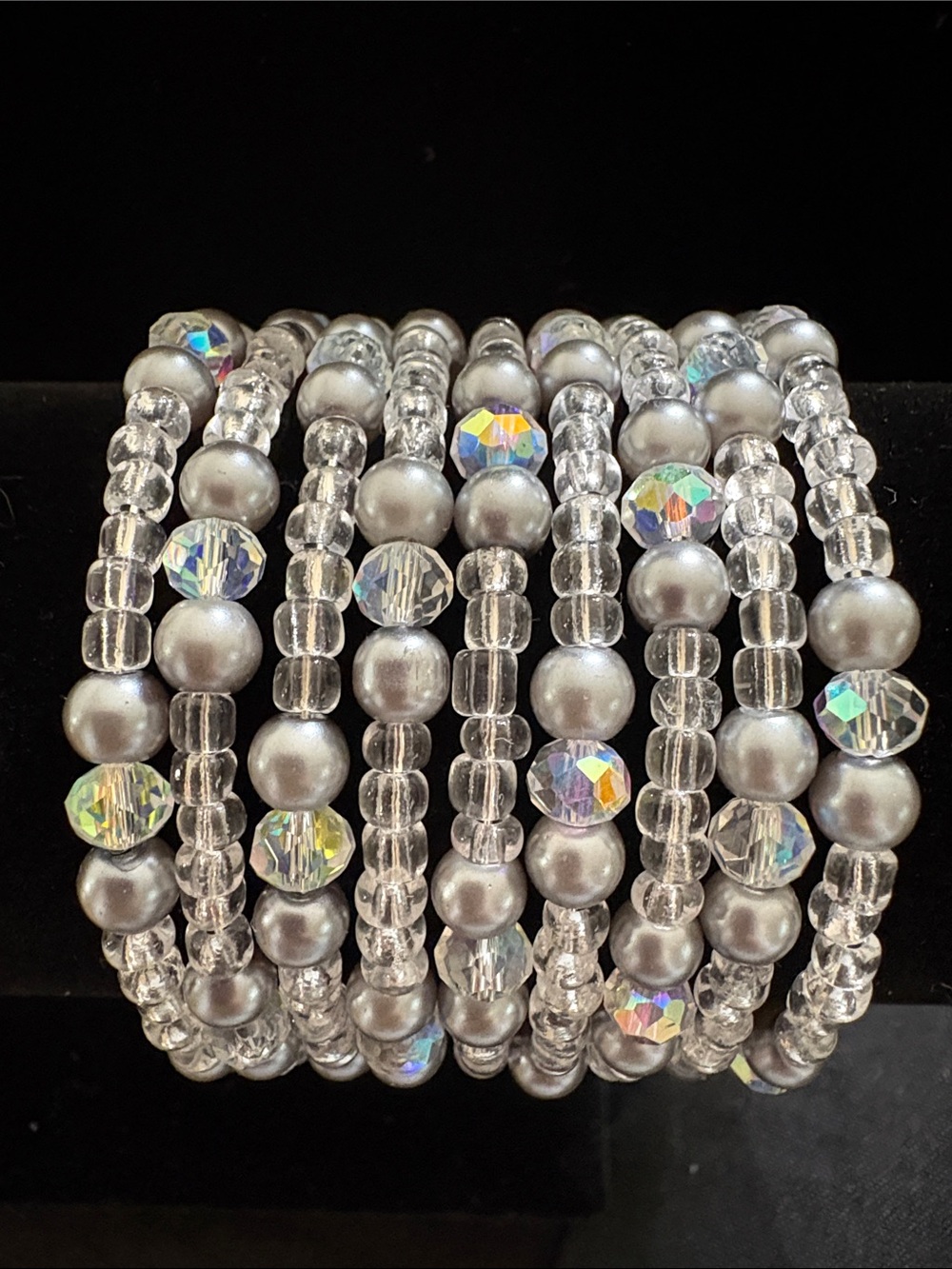 Silver Pearl and Crystal Bracelet